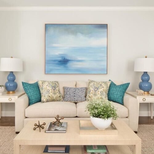 3 seater luxurious sofa Beige and teal