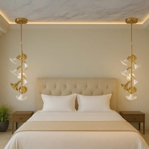 Blooming Petals Ceramic Shade Ceiling Lamp – Elegant Floral Lighting for Modern Interiors