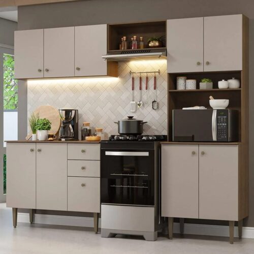 Compact Kitchen Set with Cabinets – 235 cm Wide