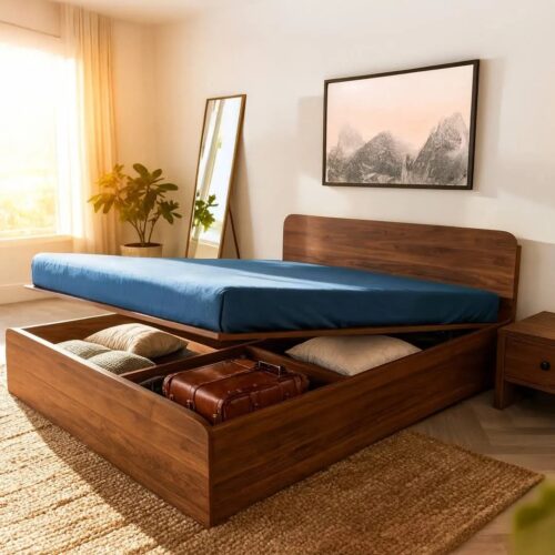 King Size Bed Engineered Wood Hydraulic Storage