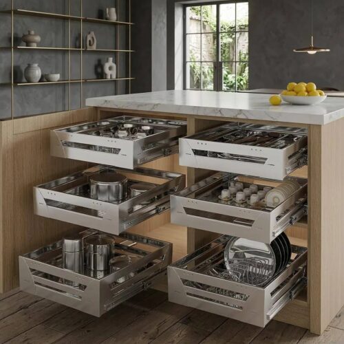 Stainless Steel Pull-Out Kitchen Cabinet Organizer