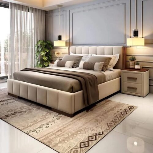 Upholstered Bed in Cloud Beige